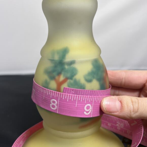 Vintage Art Deco Era Frosted Reverse Painted Yellow Glass Lamp Base, Test Works - Picture 11 of 12